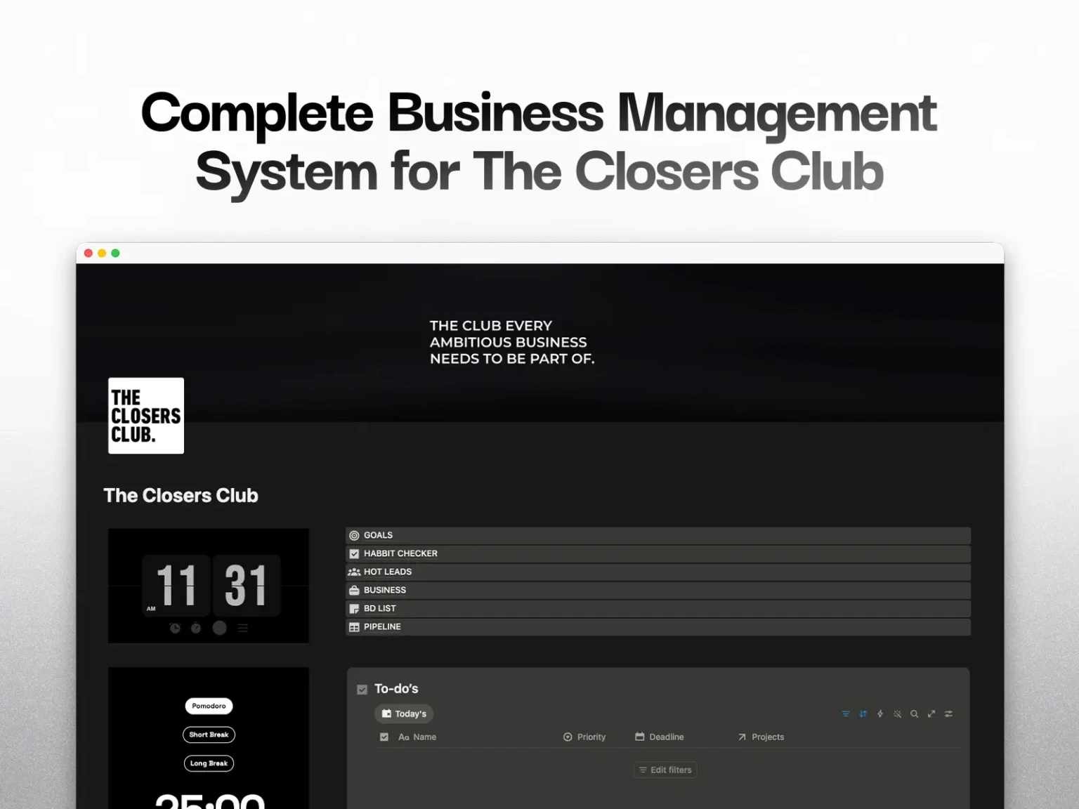 Screenshot: The Closers Club